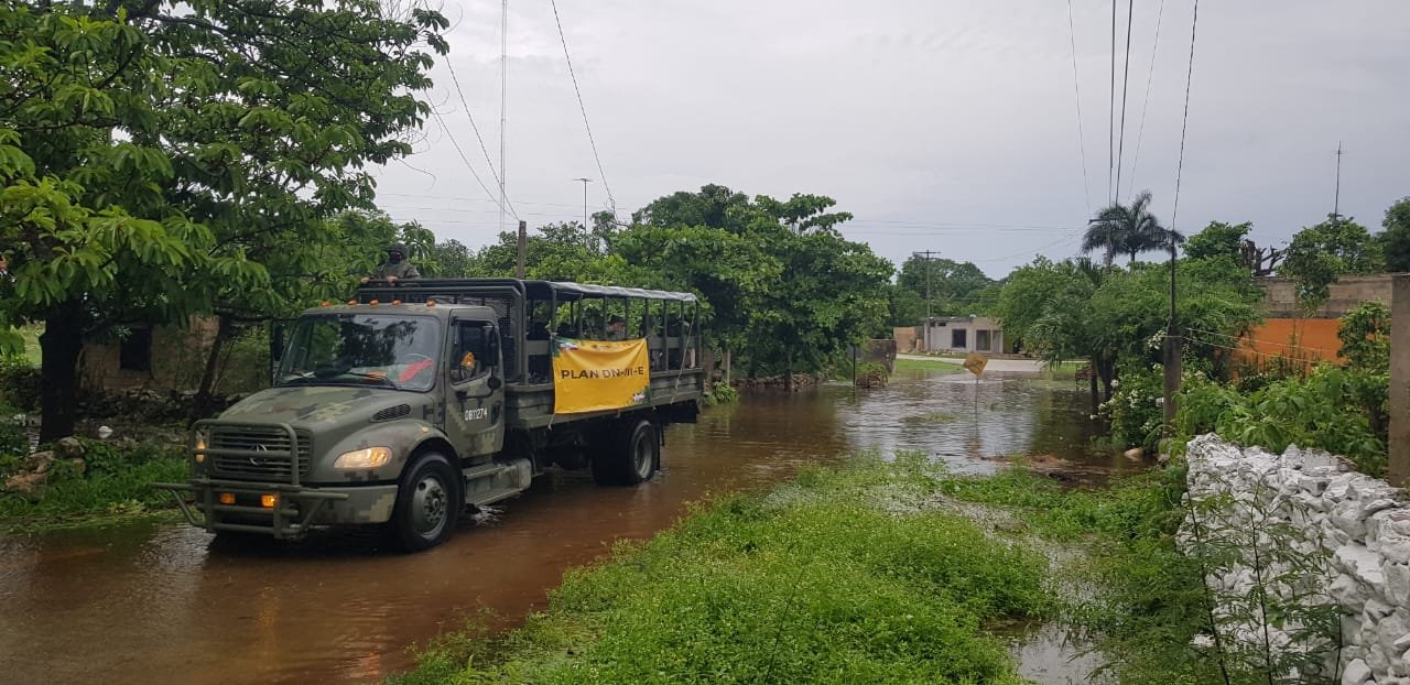 El Ejército aplican el Plan DN-III-E en el estado de Yucatán, por el paso de Cristóbal.