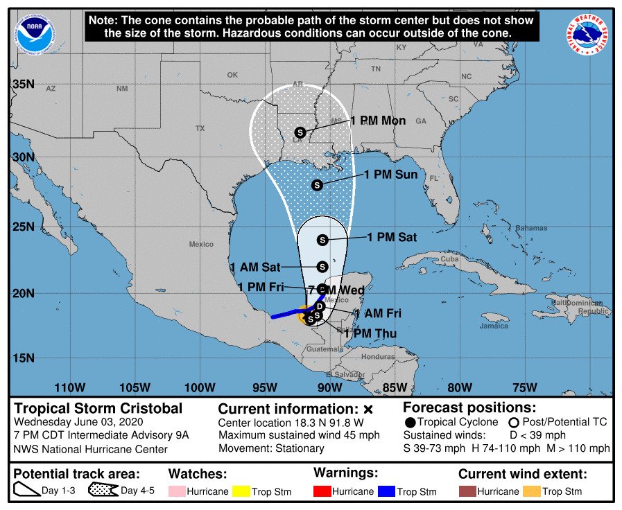 «Cristóbal» retoma fuerza y cruzará las costas del litoral yucateco este jueves