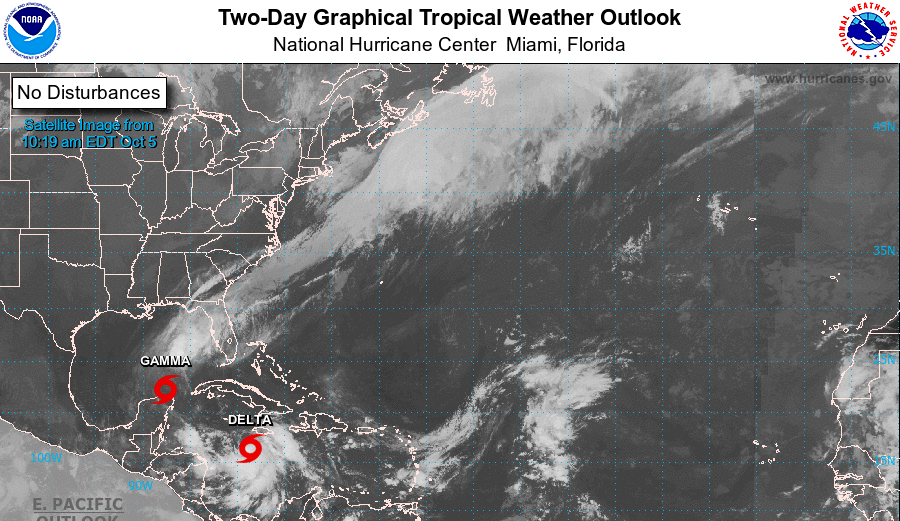 Tormenta Gamma se estaciona frente a Yucatán y avanza por el Caribe tormenta Delta