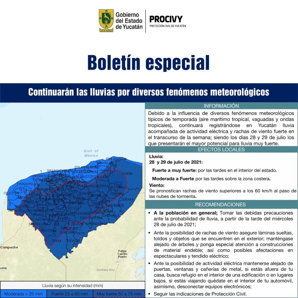 Alerta Procivy de intensas lluvias en las próximas 48 horas