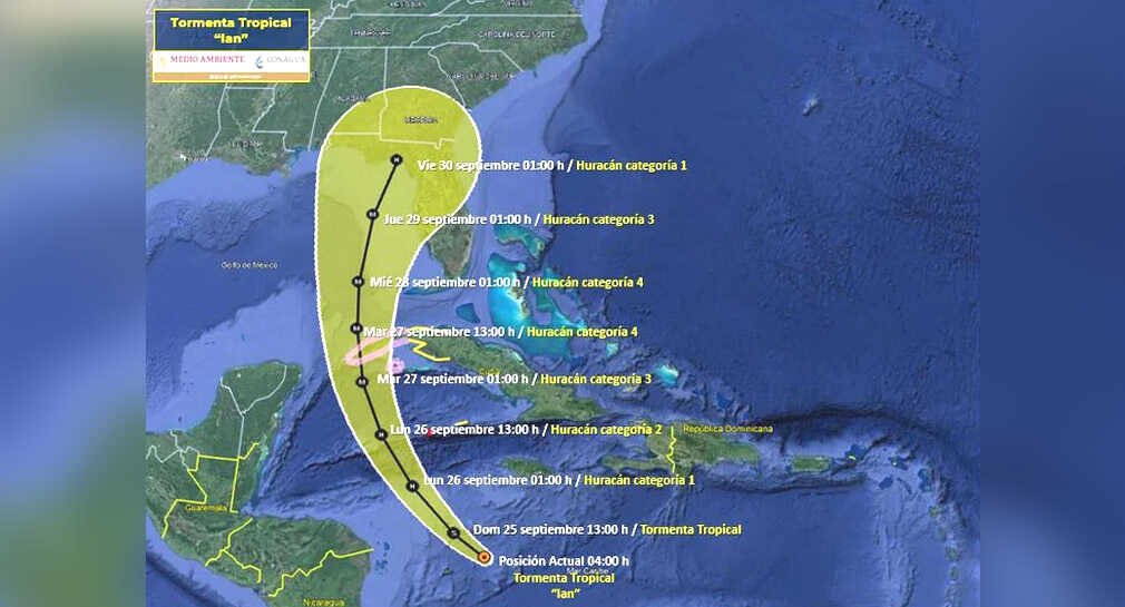 Tormenta Tropical “Ian” se convertirá en huracán categoría 4, afectará Cancún y a toda la península de Yucatán