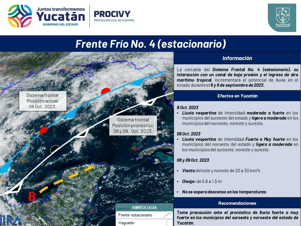 Advierte Procivy proximidad del Frente Frío No. 4