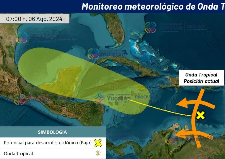 Onda Tropical avanza sobre el Caribe rumbo a la Península de Yucatán
