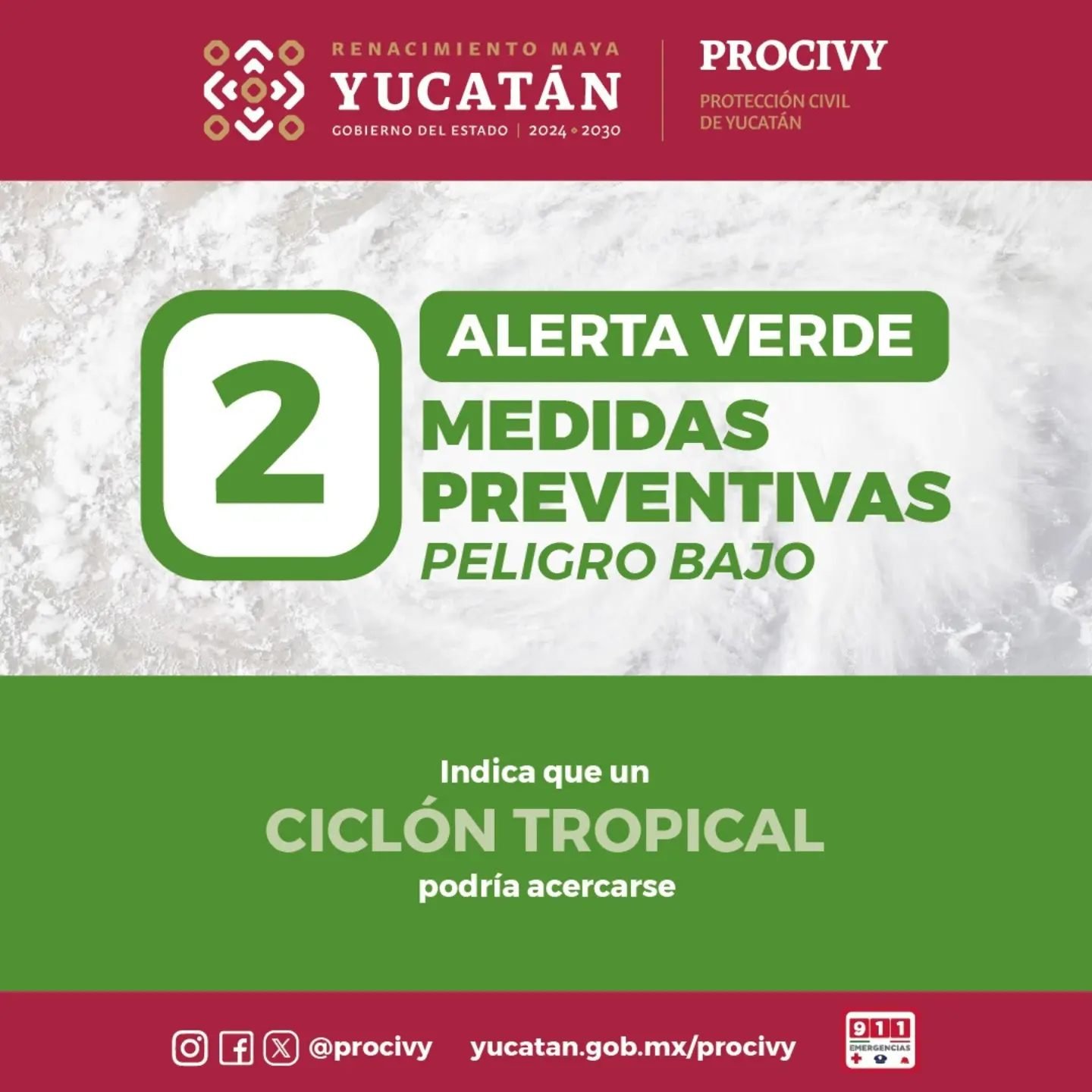 Coloca en Alerta Verde a Yucatán y 69 municipios de la costa y centro del estado