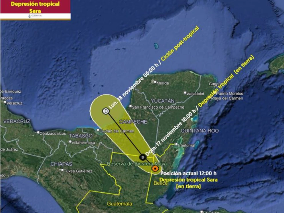 Remanentes de la depresión tropical Sara causarán lluvias este lunes en Yucatán 