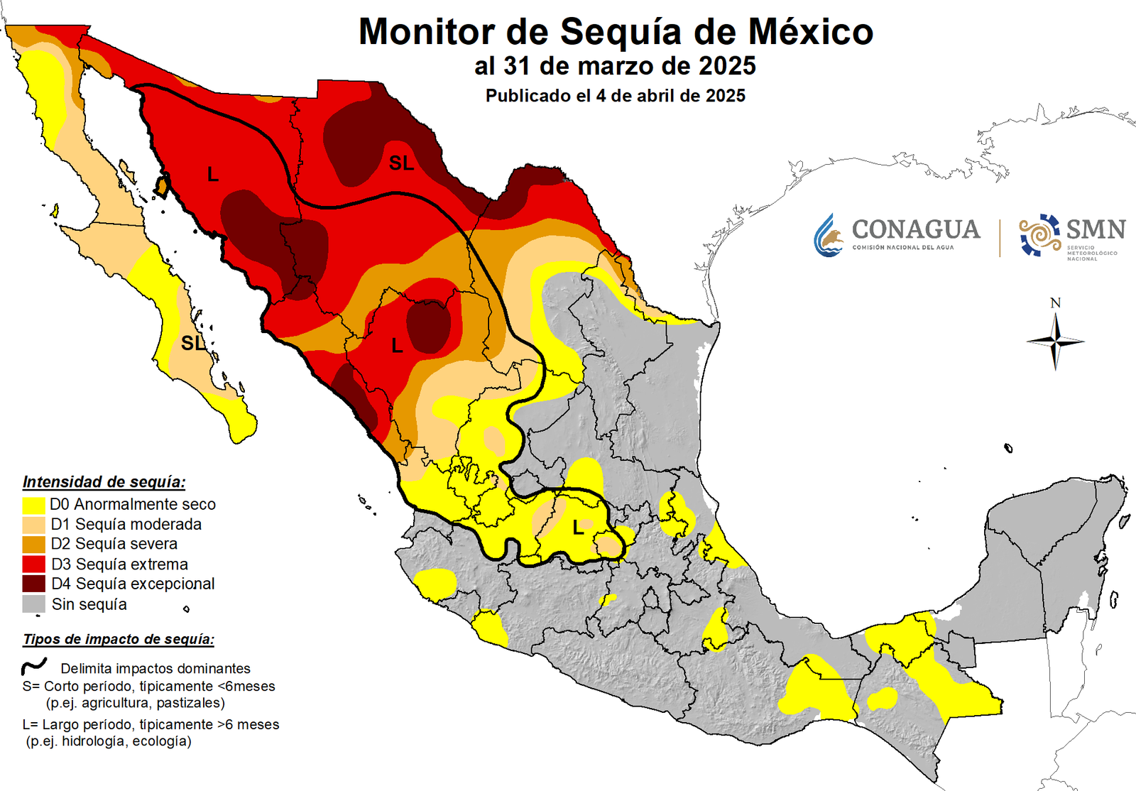 Seis estados en México enfrentan sequía extrema y excepcional