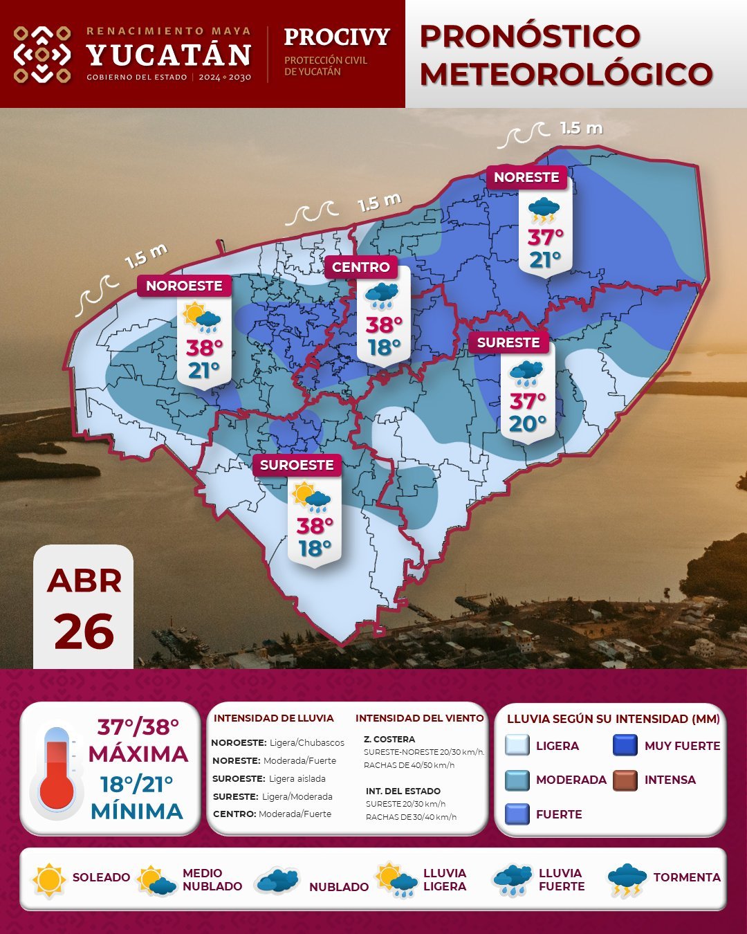 Este sabado ingresa un Aire Maritimo en Yucatan.