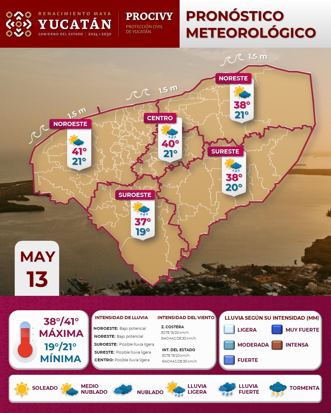 El Calor Regresa a Yucatán: Hasta 41°C Este 13 de Mayo