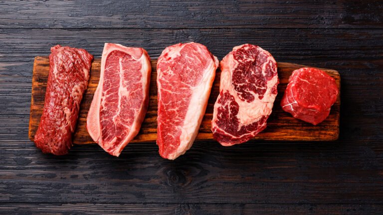 Variety,Of,Raw,Black,Angus,Prime,Meat,Steaks,Machete,,Blade