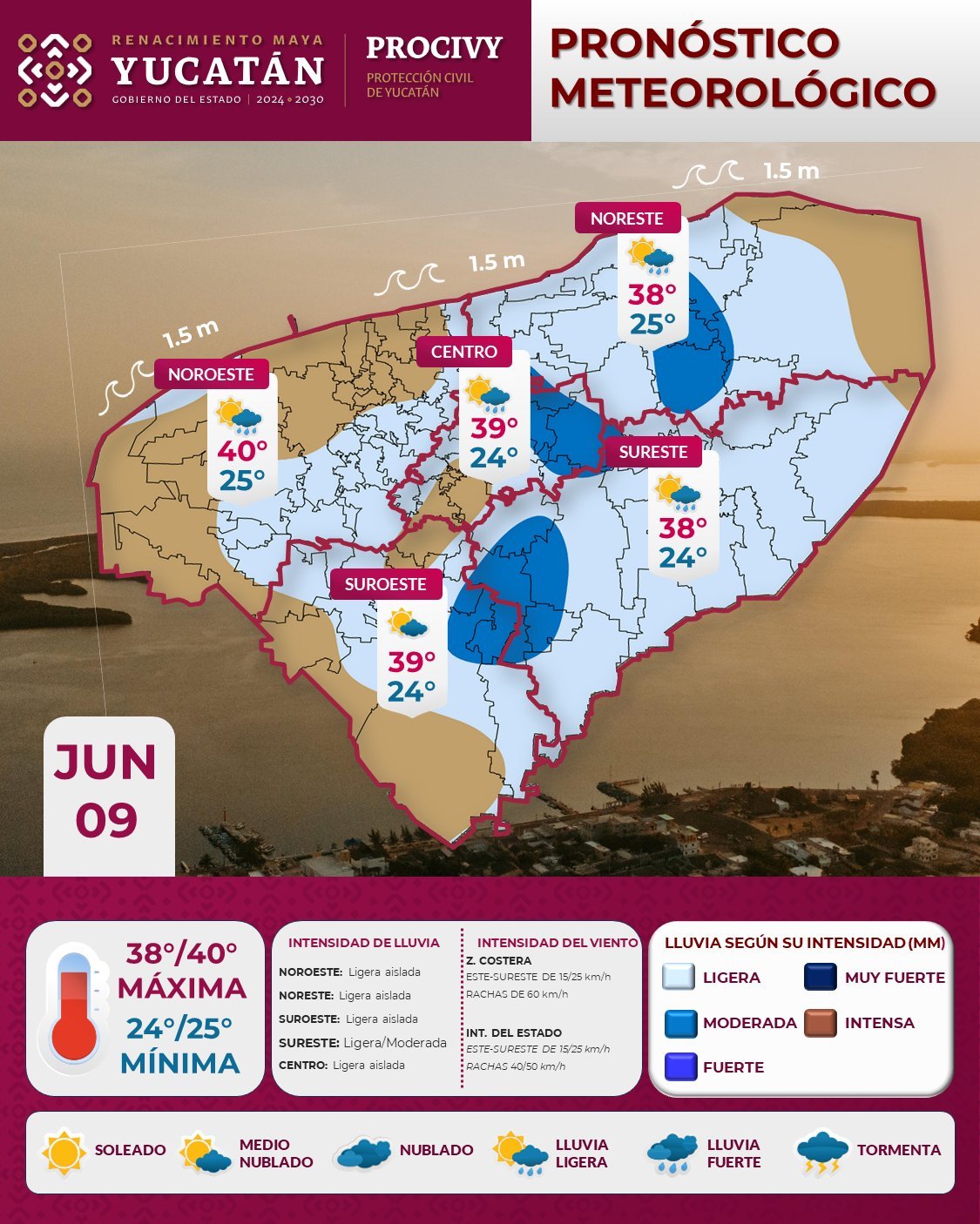 Sigue el calor intenso a Yucatán con lluvias aisladas
