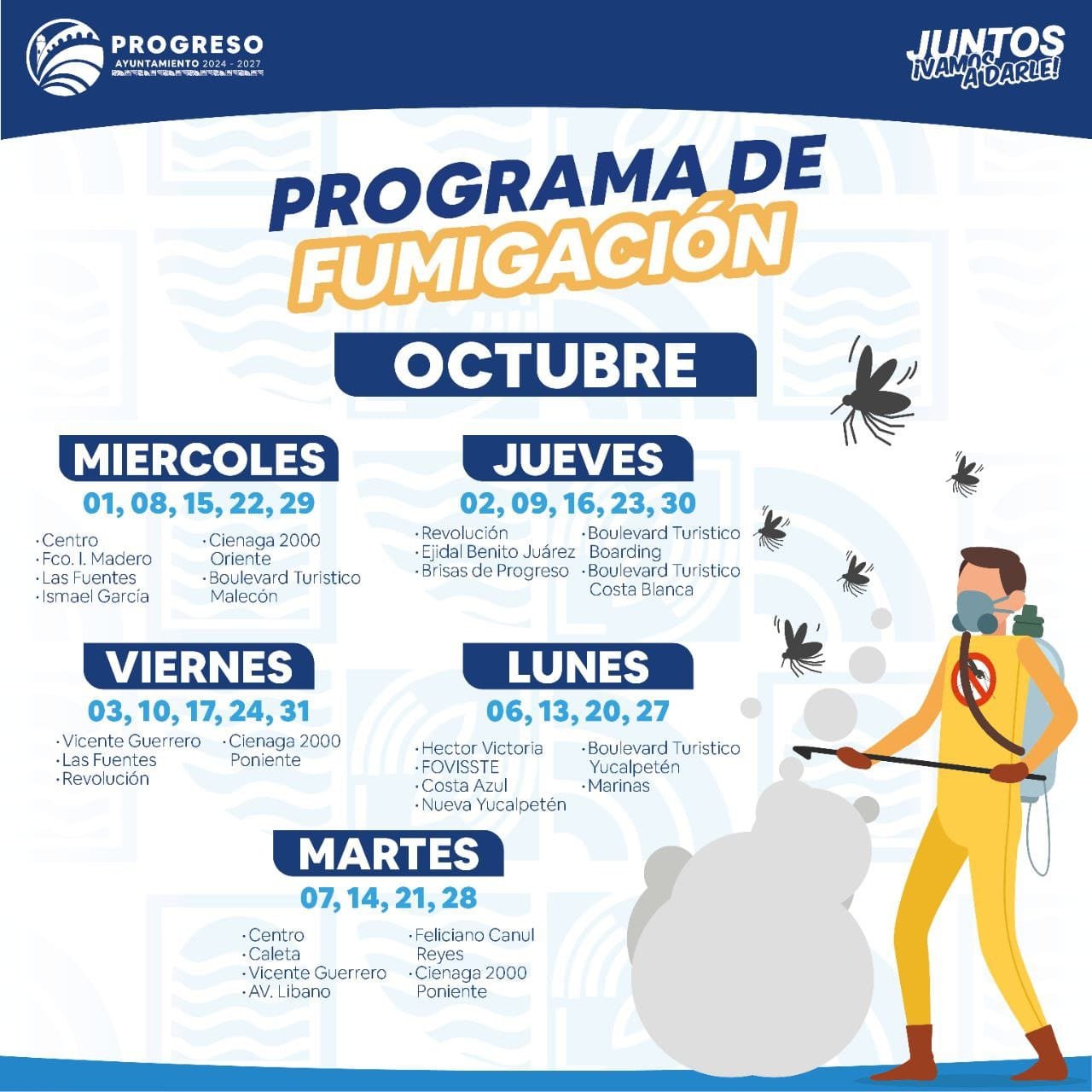 Erik Rihani anuncia calendario de fumigación en Progreso