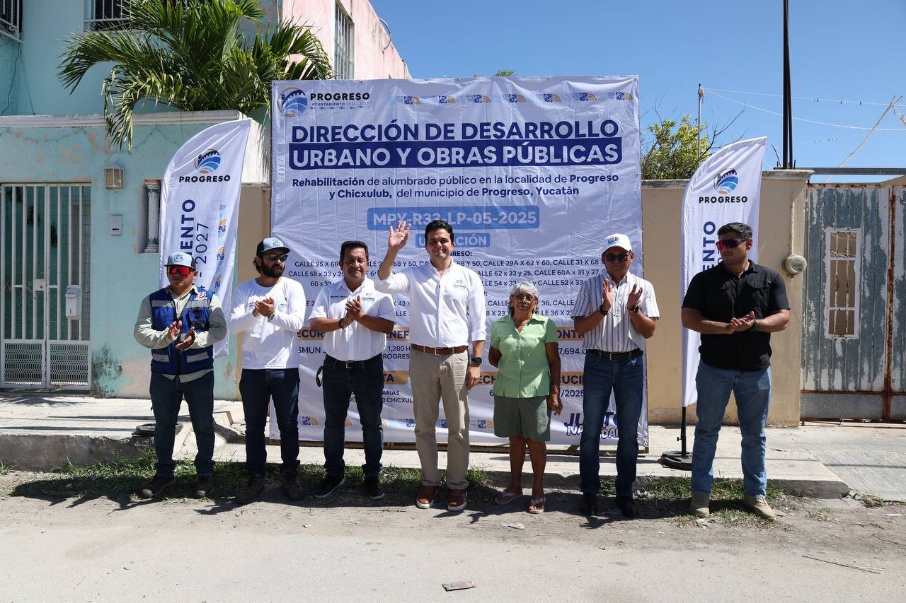 Rihani González impulsa modernización del alumbrado público en Progreso