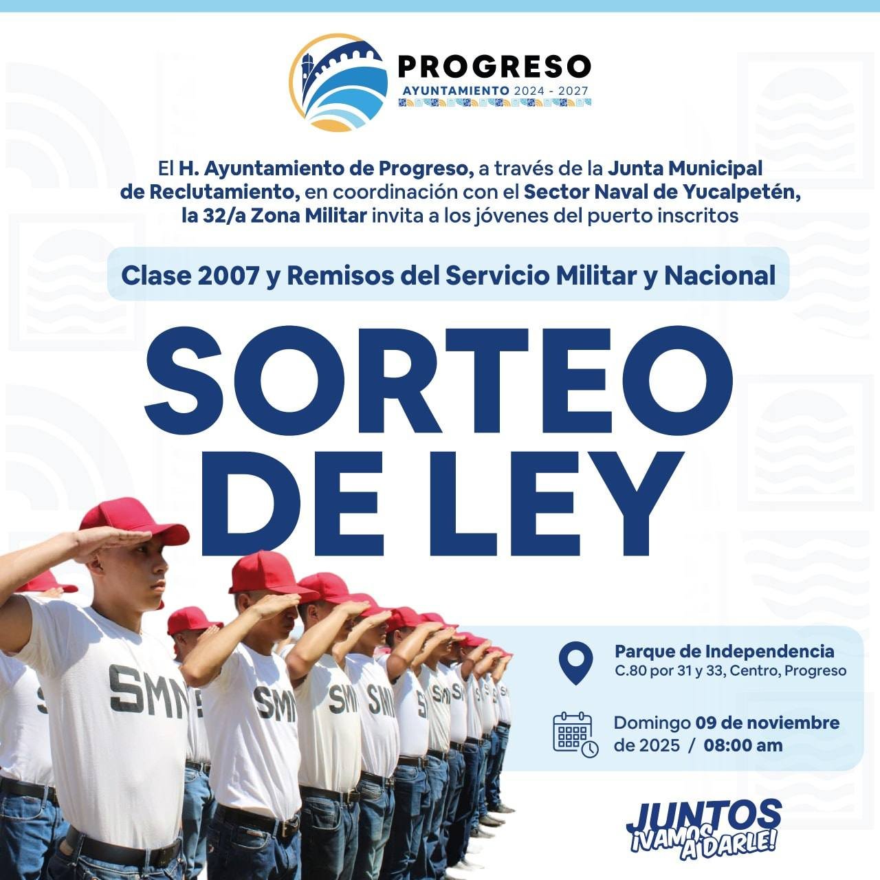 Erik Rihani convoca a jóvenes de Progreso al Sorteo Militar 2025