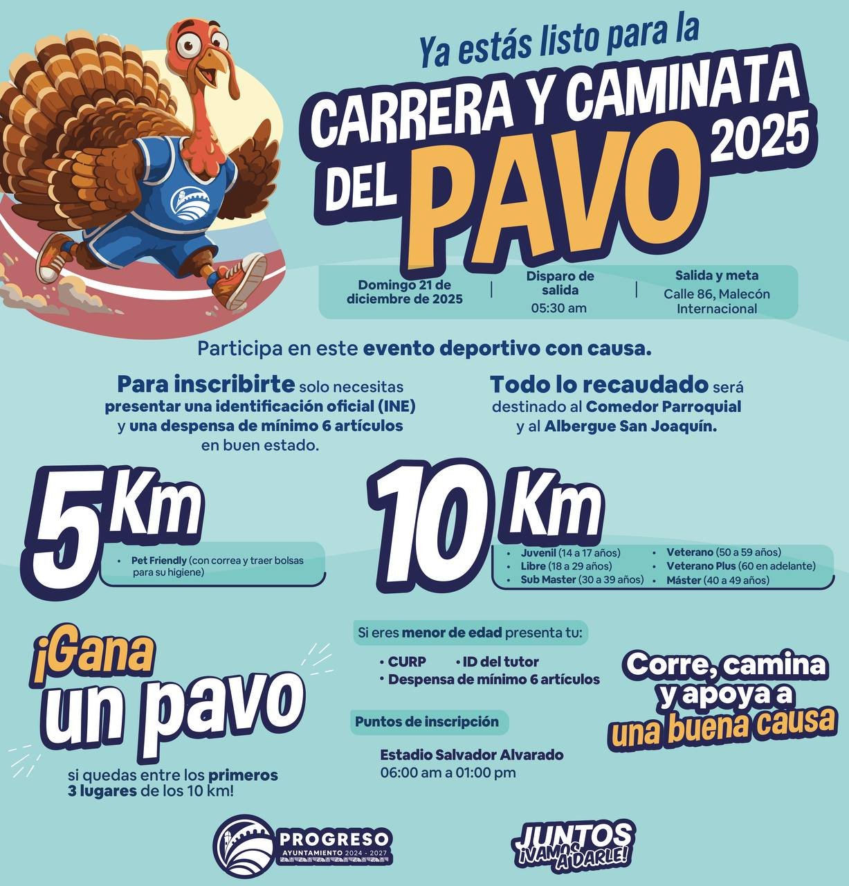 Progreso convoca a la Carrera y Caminata del Pavo 2025