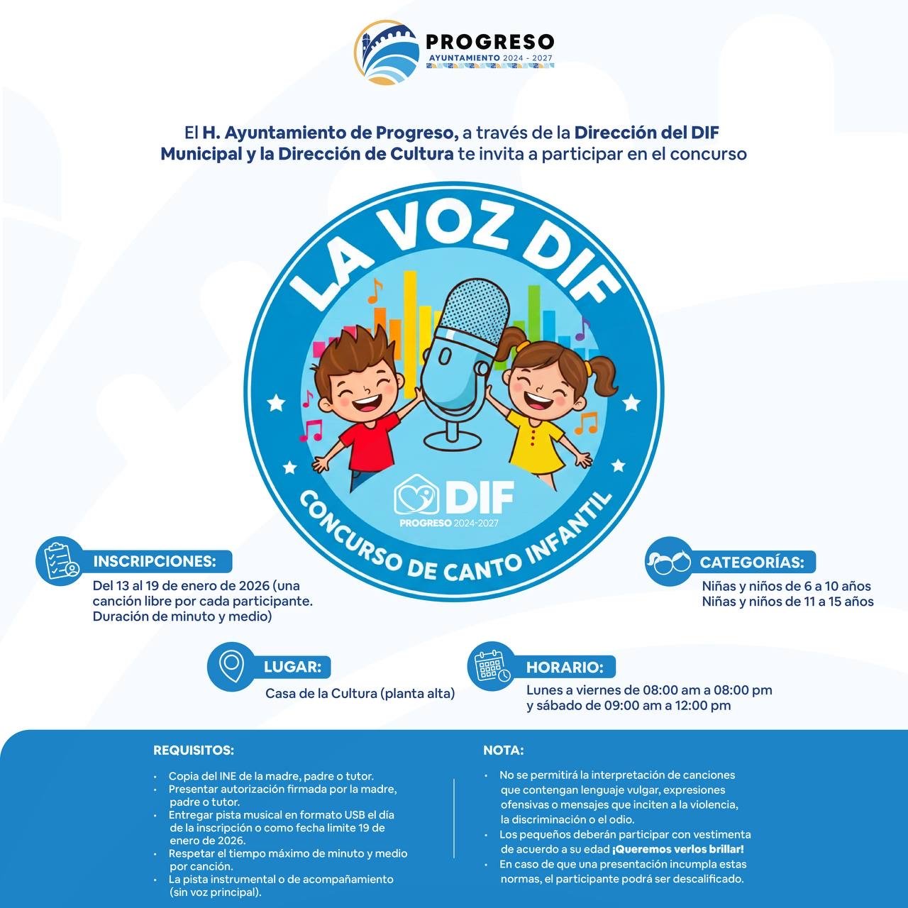 Ayuntamiento de Progreso extiende el plazo al concurso “La Voz DIF”