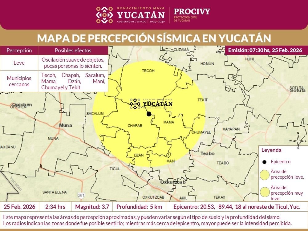 Procivy reporta un nuevo movimiento telúrico en el centro de la Península